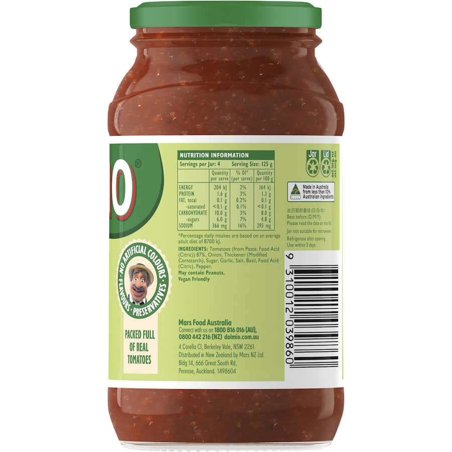 Dolmio Traditional Recipe Pasta Sauce Classic Tomato 500g