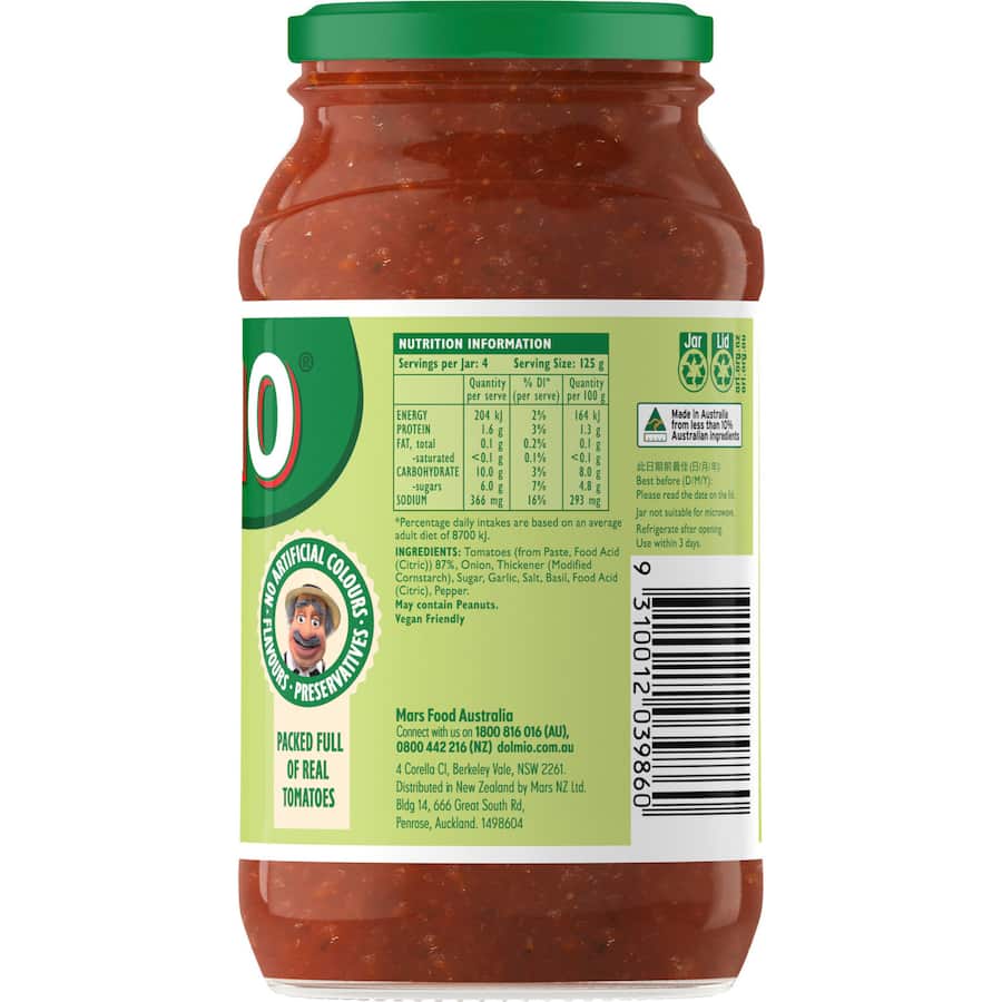 Dolmio Traditional Recipe Pasta Sauce Classic Tomato 500g