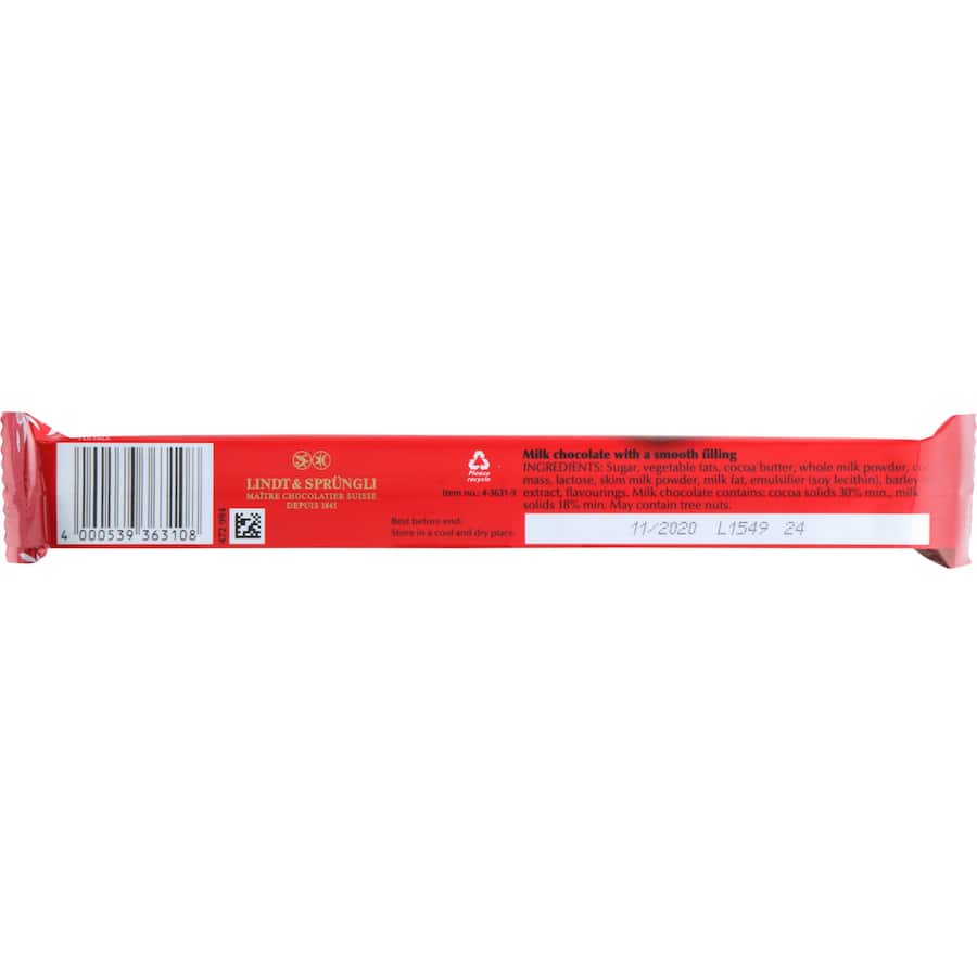 Lindt Lindor Chocolate Bar Milk 38g