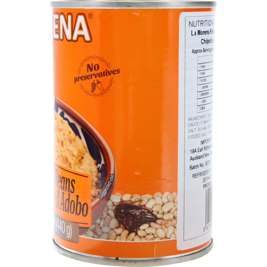La Morena Refried Bayo Beans Chipotle & Adobo Tin 440g