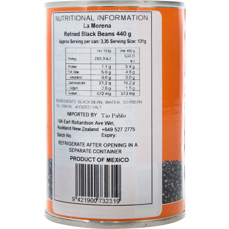La Morena Refried Black Beans  Tin 440g