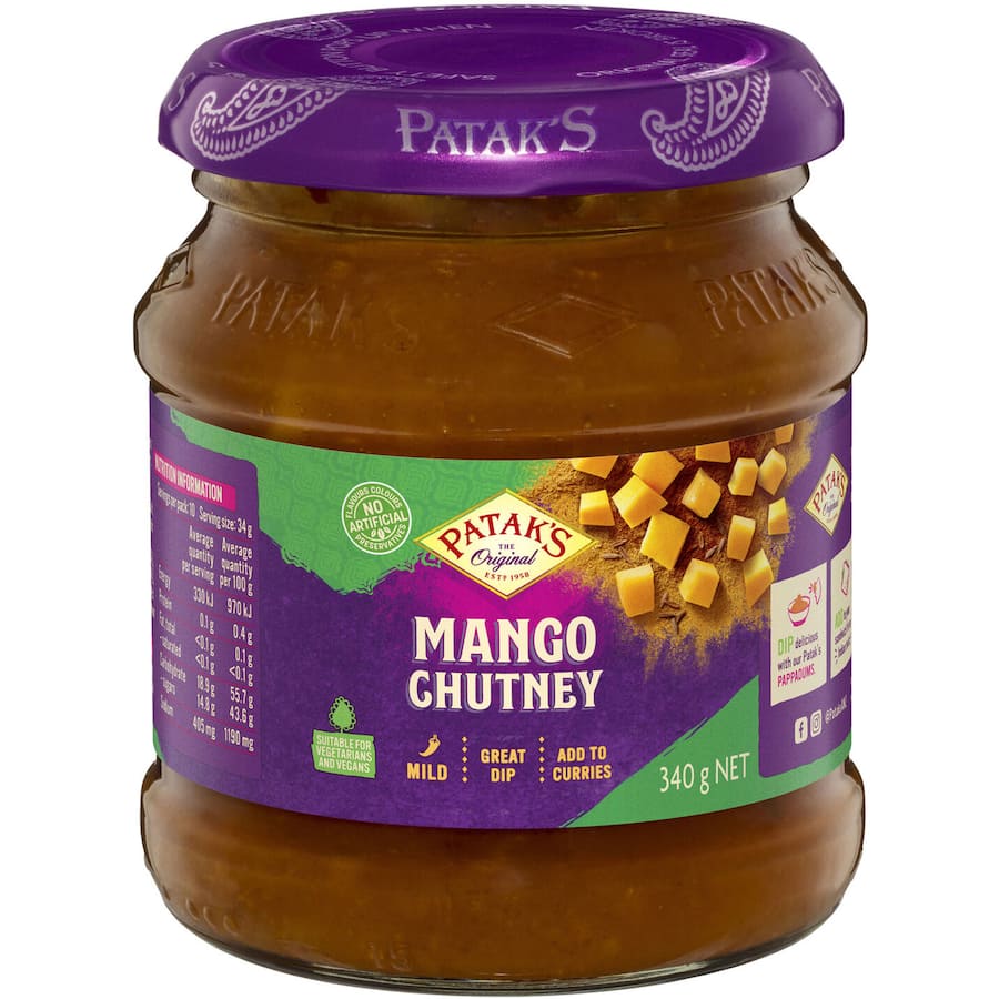 Pataks Chutney Mango Mild Jar 340g