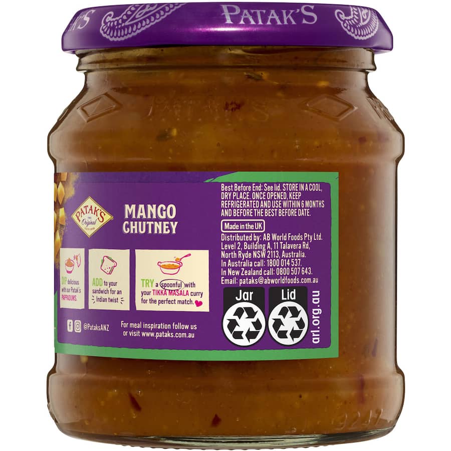 Pataks Chutney Mango Mild Jar 340g