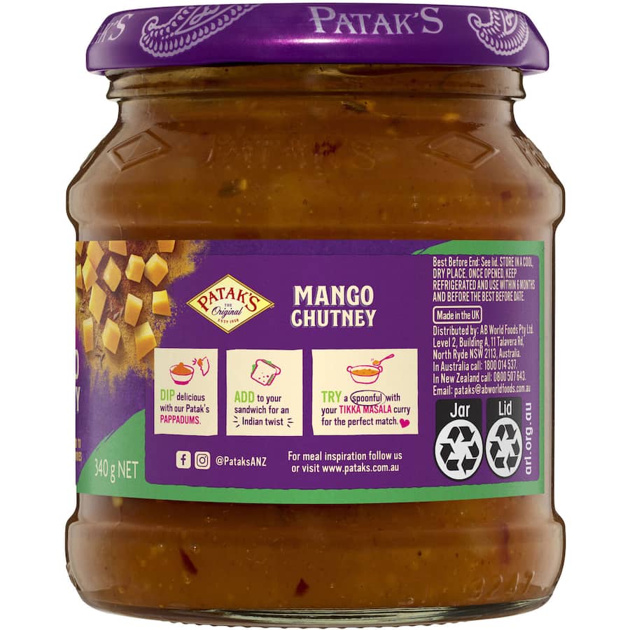 Pataks Chutney Mango Mild Jar 340g