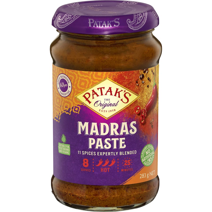 Pataks Curry Paste Madras Hot Jar 283g