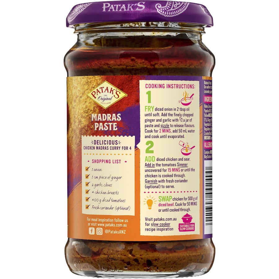 Pataks Curry Paste Madras Hot Jar 283g