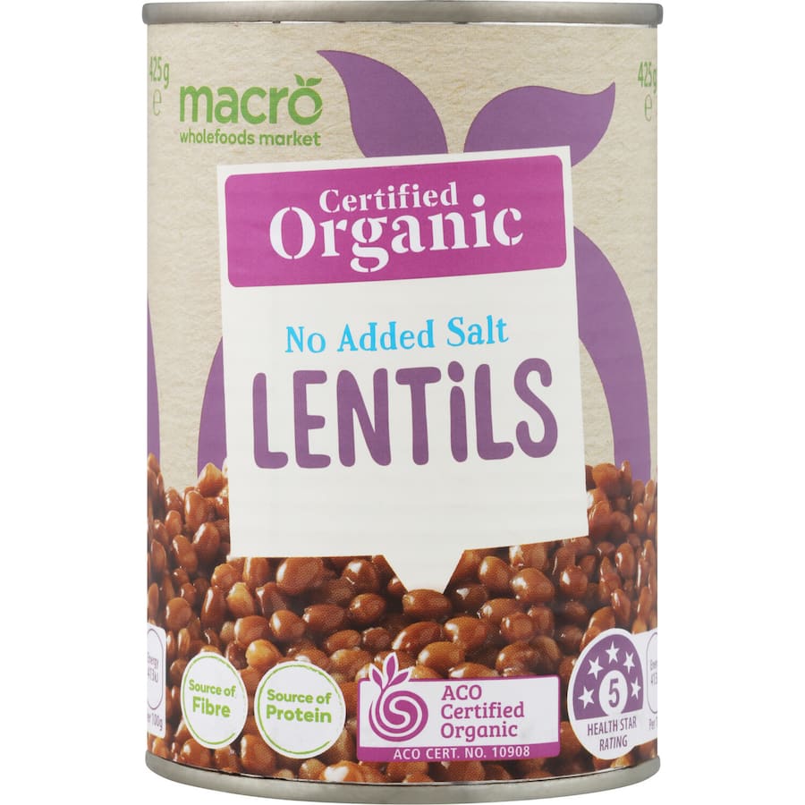 Macro Organic Lentils No Added Salt Can 425g