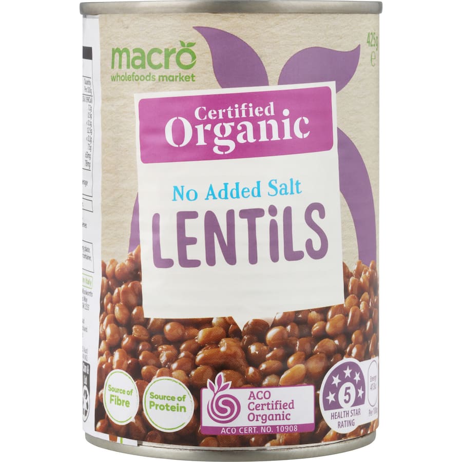 Macro Organic Lentils No Added Salt Can 425g