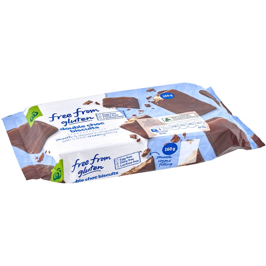 Woolworths Free From Gluten Biscuits Double Chocolate 160g