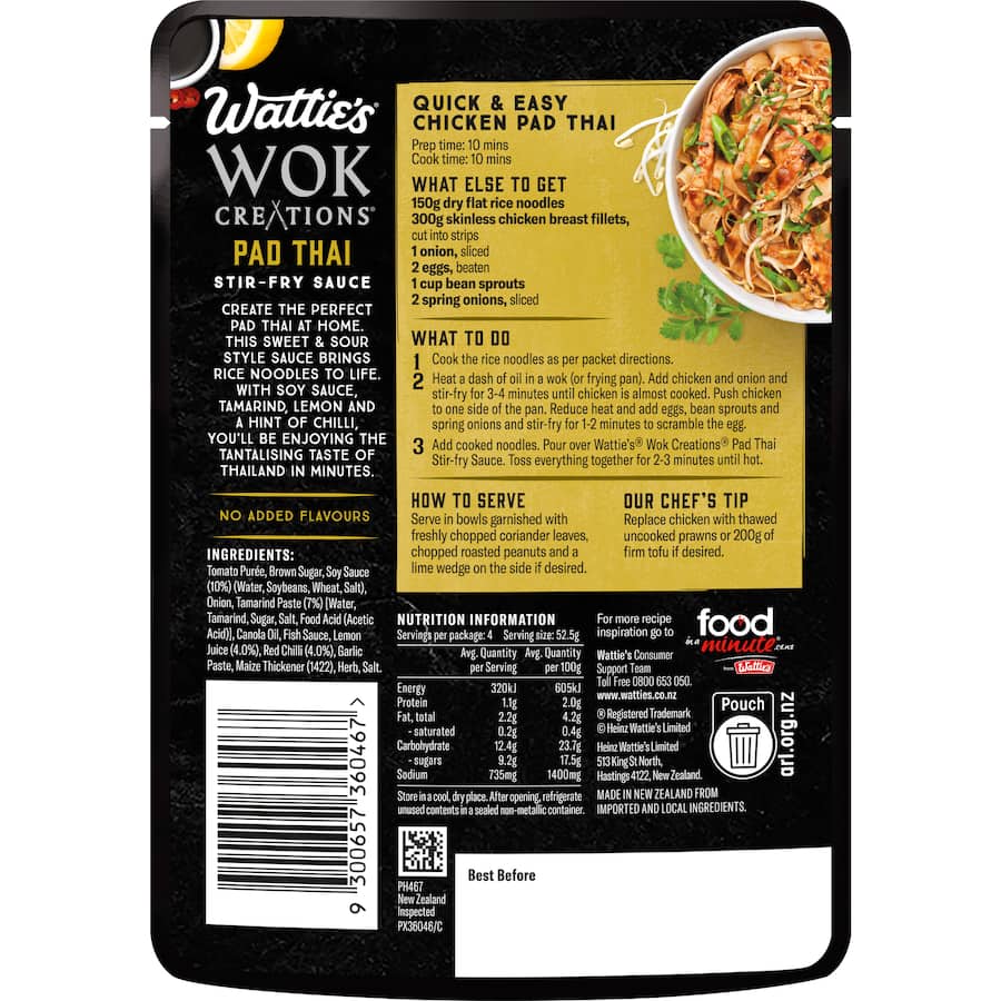 Watties Wok Creations Stir-fry Sauce Pad Thai 210g
