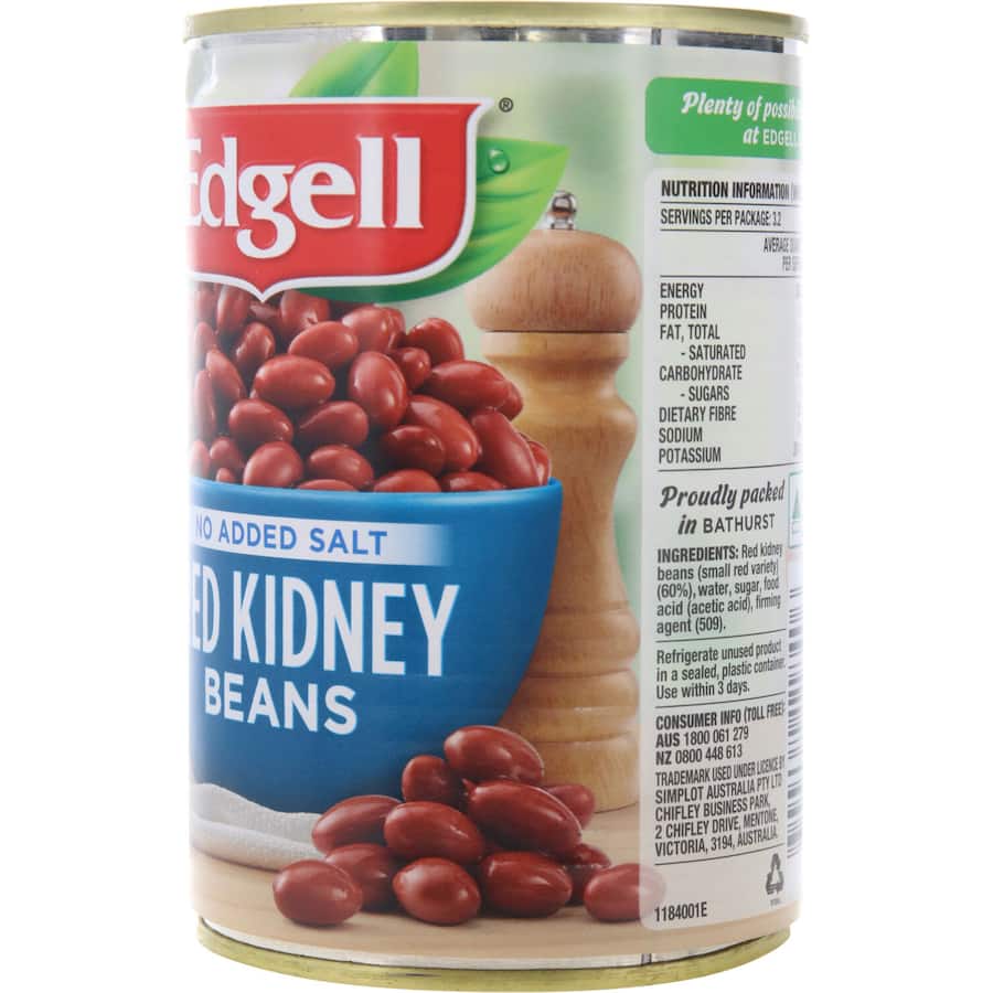 Edgell Beans Red Kidney No Added Salt Can 400g