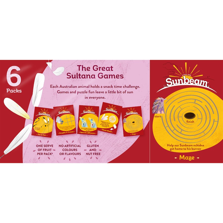 Sunbeam Fruit Snack Sultana & Cranberry 234g 6 x 39g