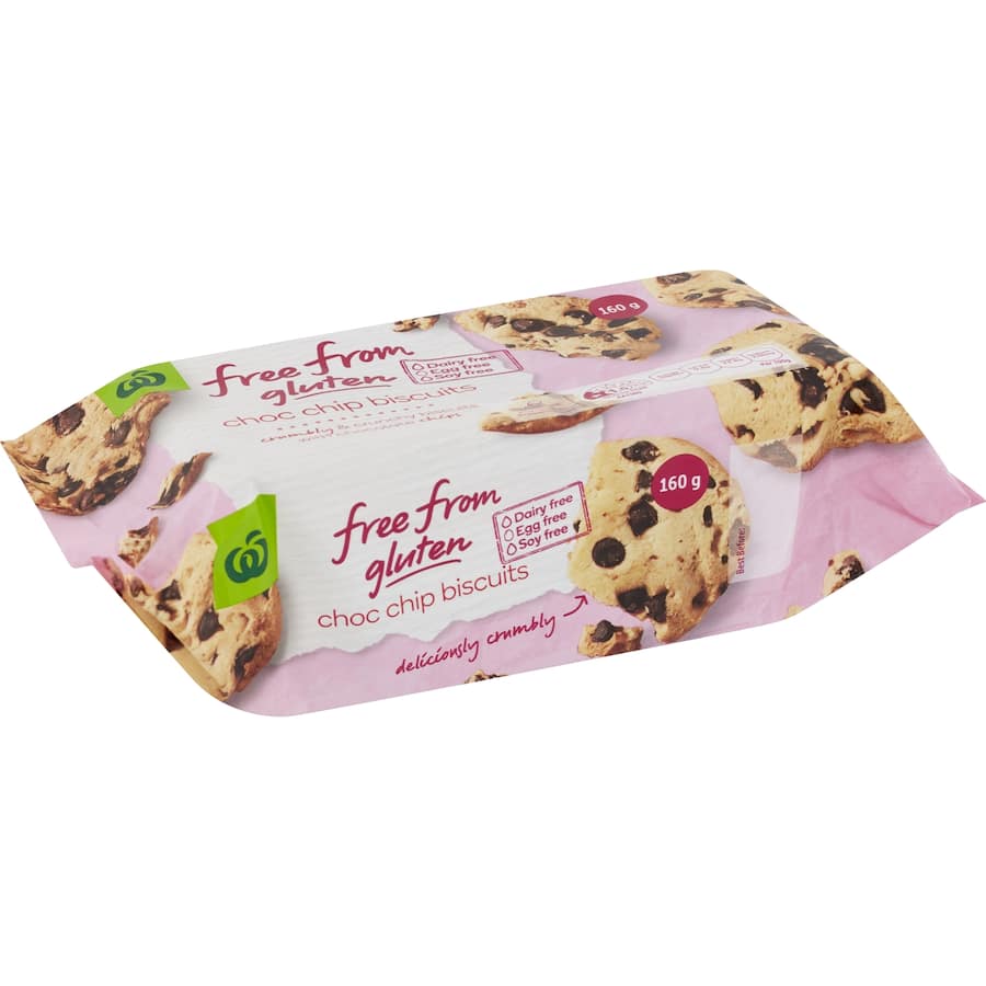 Woolworths Free From Gluten Biscuits Chocolate Chip 160g
