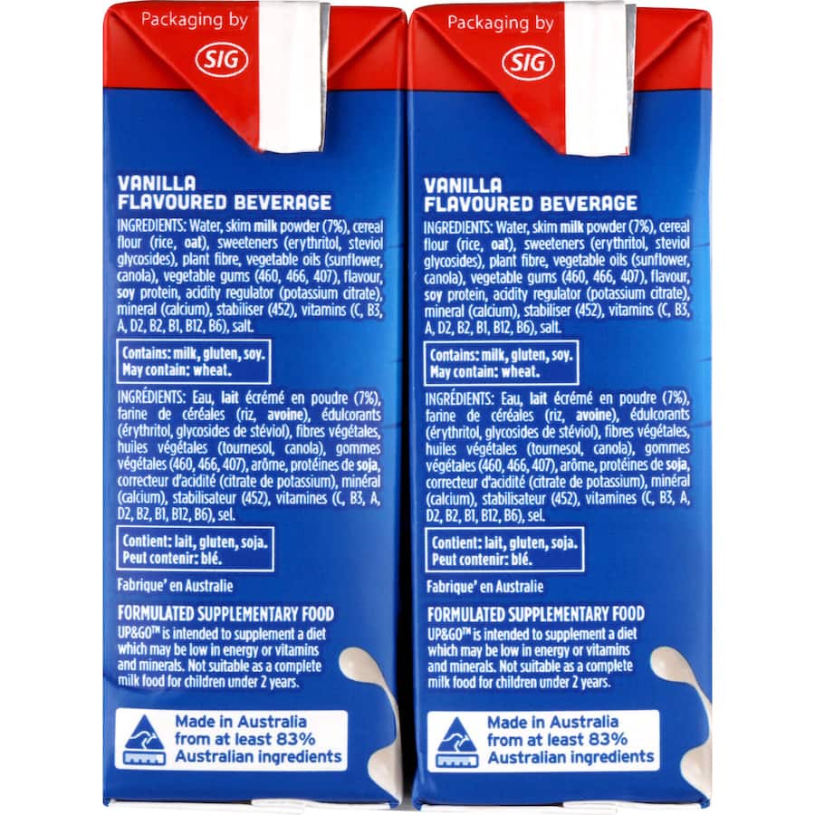 Sanitarium Up & Go Liquid Breakfast Vanilla No Added Sugar 6pk 250mL