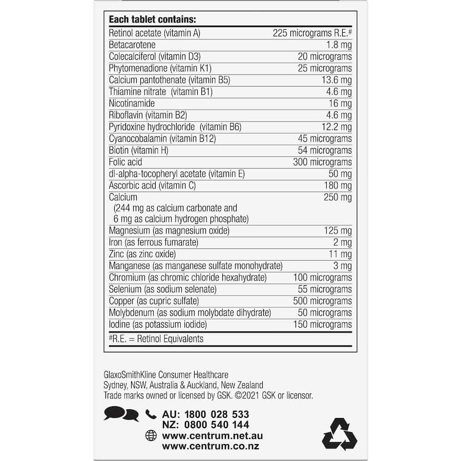 Centrum Men 50+ Daily Multivitamin Supplements Tablets 60pack