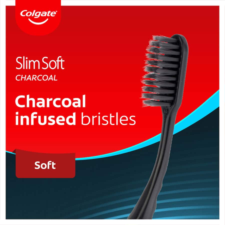 Colgate Slim Soft Toothbrush Charcoal Slim Tip Soft Bristle 1pack