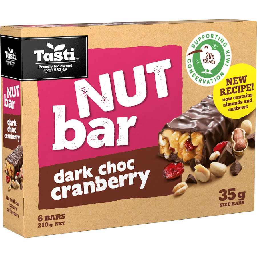 Tasti Nut Bars Dark Choc Cranberry 6pk 210g