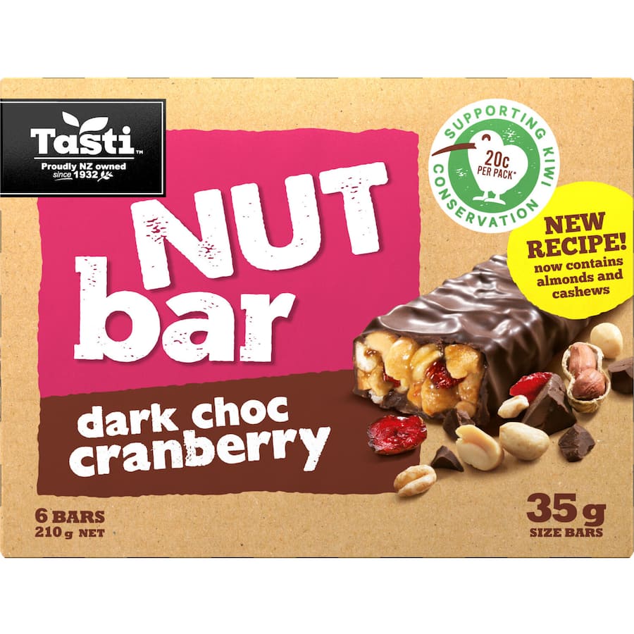Tasti Nut Bars Dark Choc Cranberry 6pk 210g