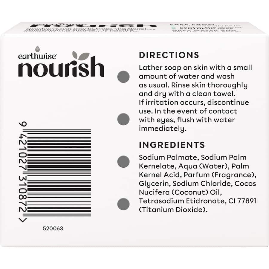Earthwise Nourish Soap Coconut & Gardenia 90g bars 3pack