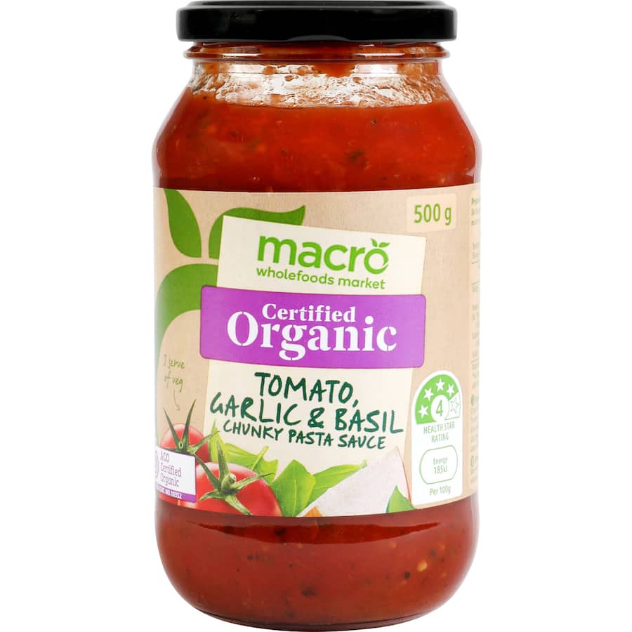 Macro Organic Pasta Sauce Tomato, Garlic & Basil 500g