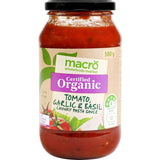 Macro Organic Pasta Sauce Tomato, Garlic & Basil 500g