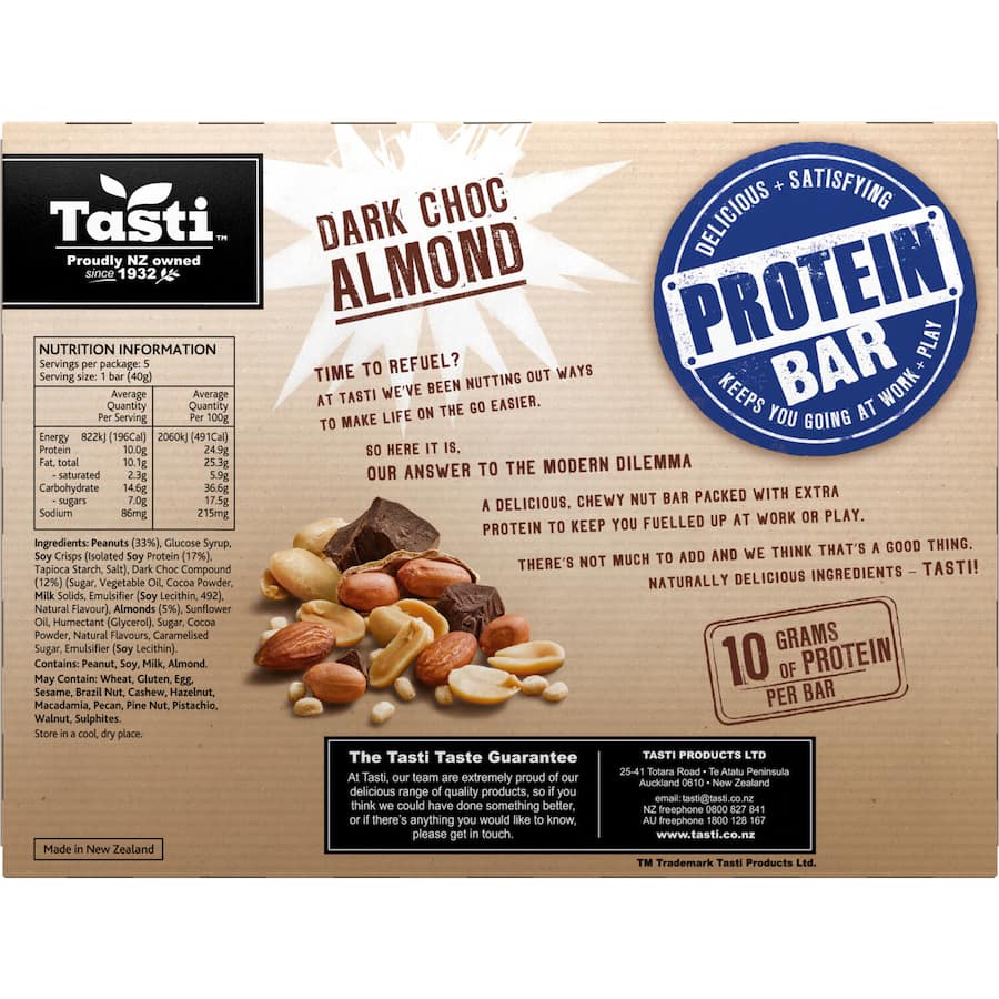 Tasti Protein Bars Dark Choc Almond 5pk 200g