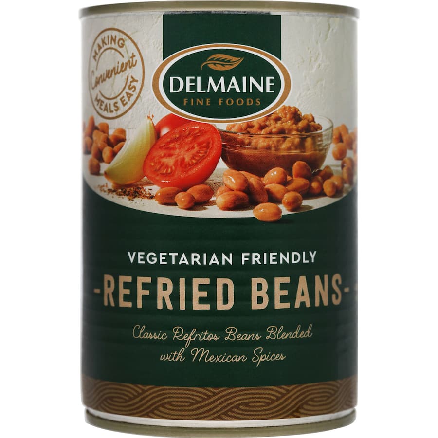 Delmaine Beans Refried Can 420g