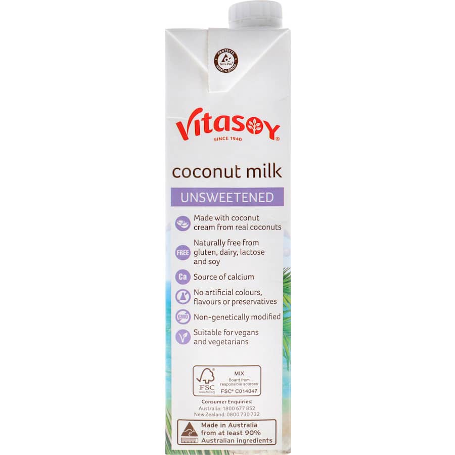 Vitasoy Coconut Milk Unsweetened Carton 1L