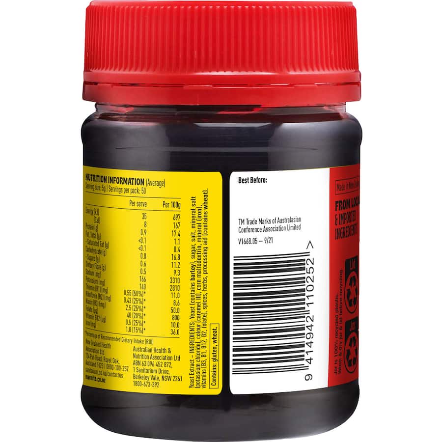 Sanitarium Marmite Yeast Spread  Jar 250g