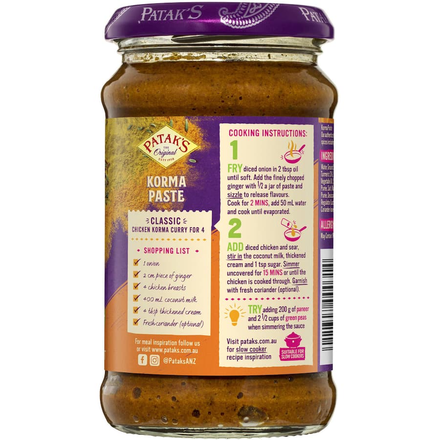Pataks Curry Paste Korma Mild Jar 290g