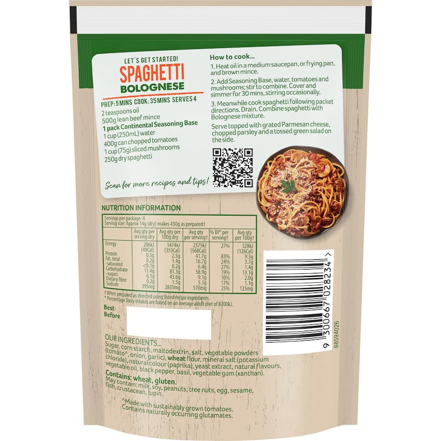 Continental Classics Recipe Base Spaghetti Bolognese Pack 50g