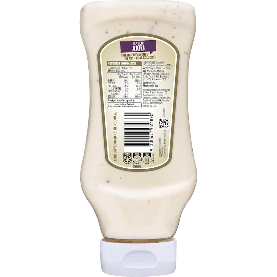Heinz Seriously Good Aioli Garlic Squeeze bottle 500mL