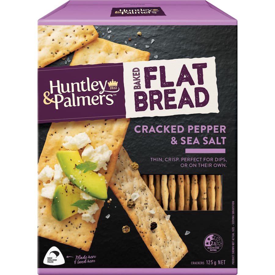 Huntley & Palmers Baked Flat Bread Pepper & Sea Salt 125g