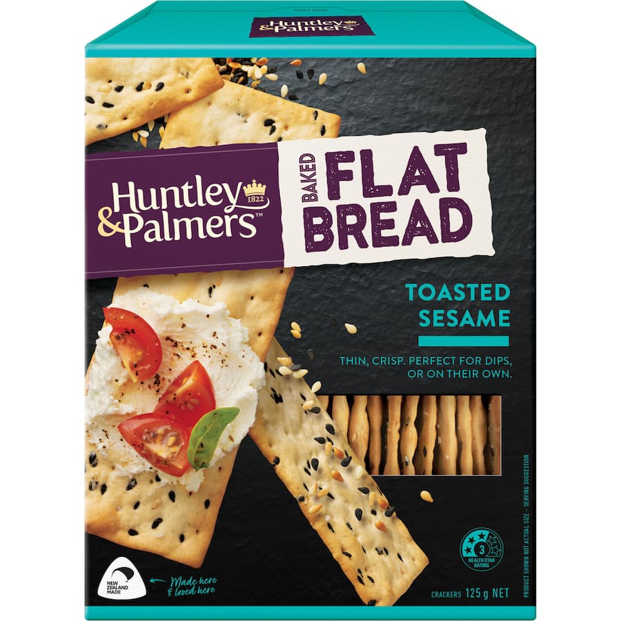 Huntley & Palmers Baked Flat Bread Toasted Sesame 125g