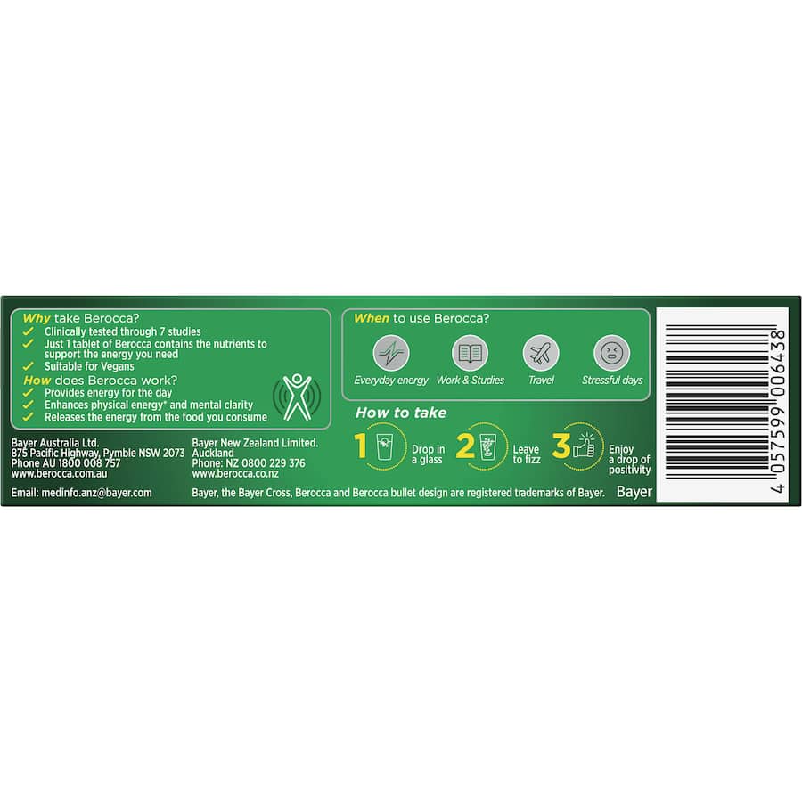 Berocca Performance Effervescent Energy Vitamin C Mango & Orange Pack 15 tabLets