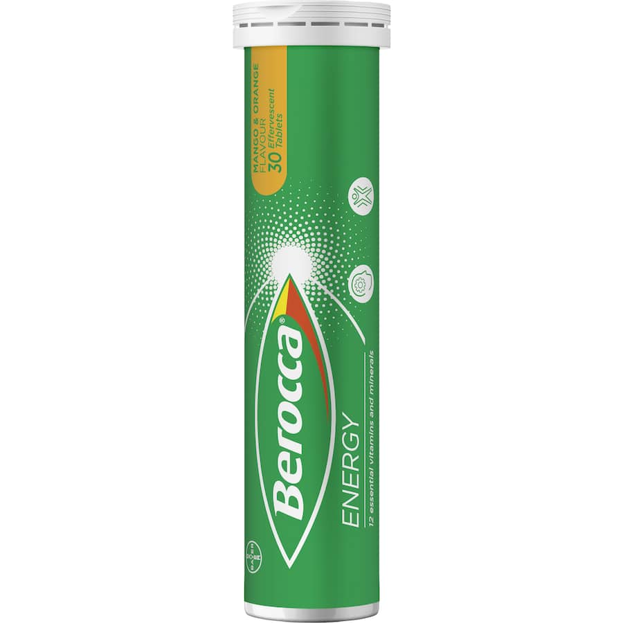 Berocca Energy Effervescent Tablets Vitamin C Mango & Orange 30pack