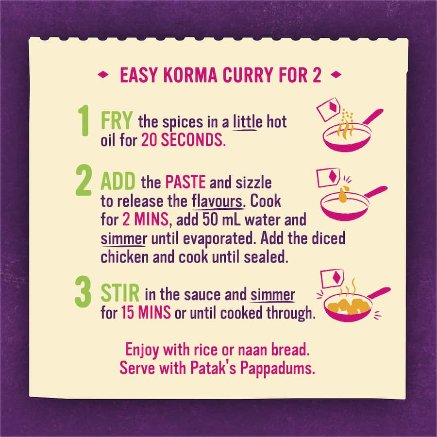 Pataks Recipe Base Gogonut Korma Mild Packet 315g