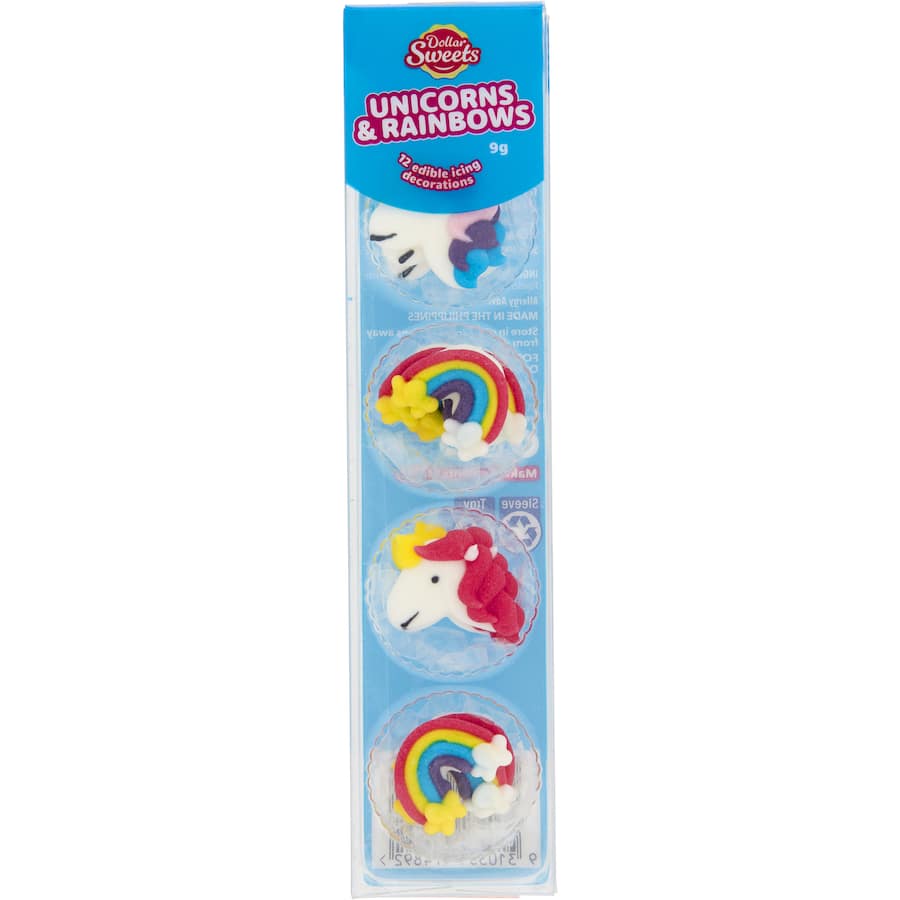 Dollar Sweets Cake Decorations Unicorns & Rainbows 9g 12pack