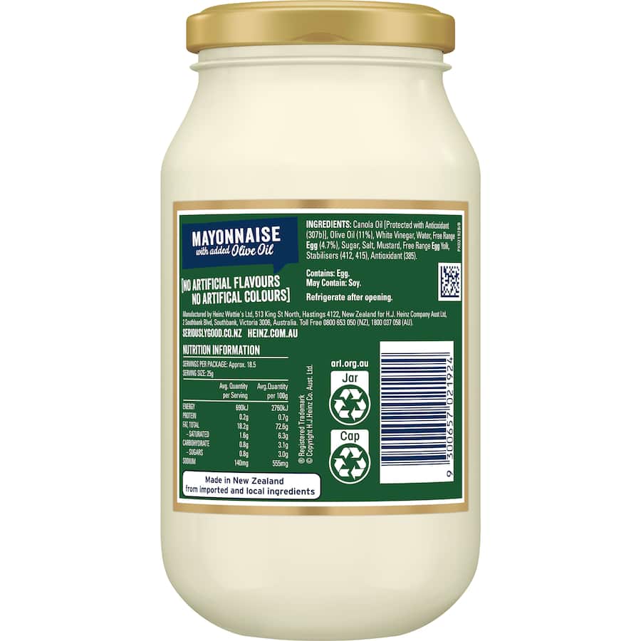 Heinz Seriously Good Mayonnaise Olive Oil Jar 470g