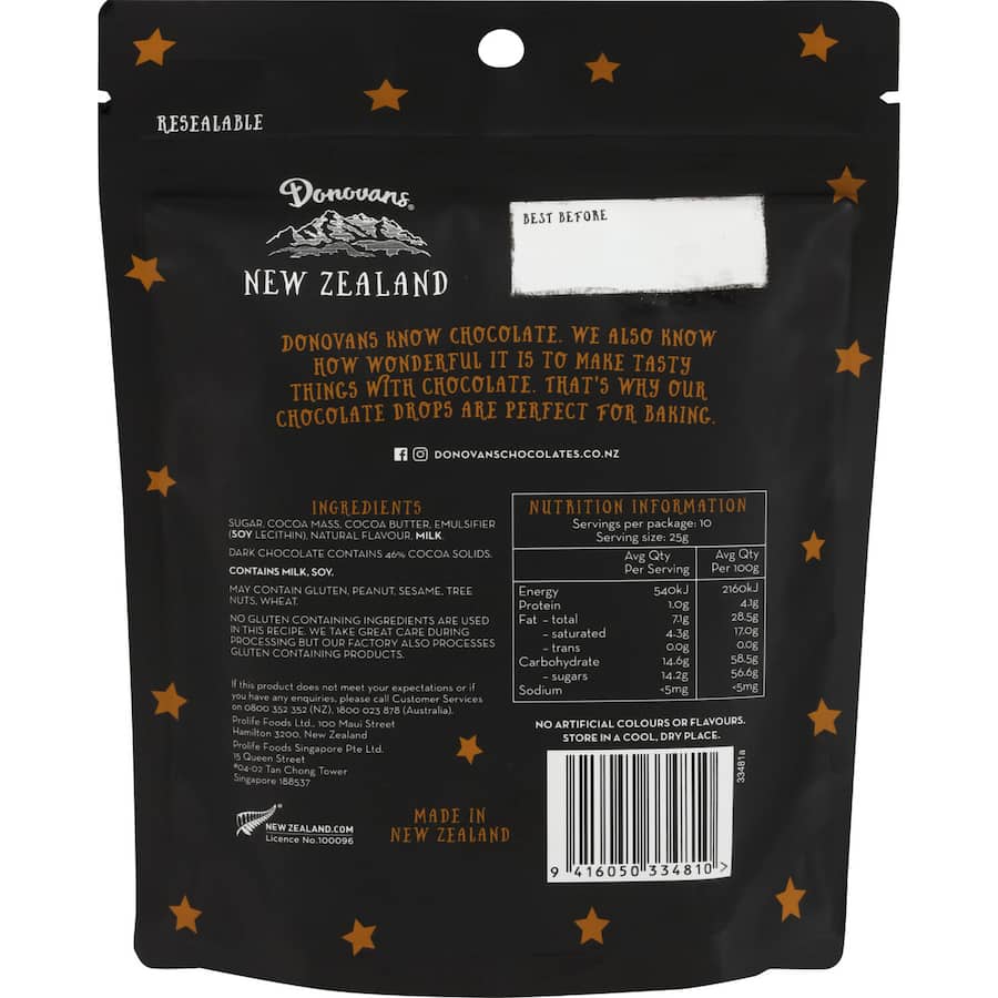 Donovans Chocolate Drops Dark 250g