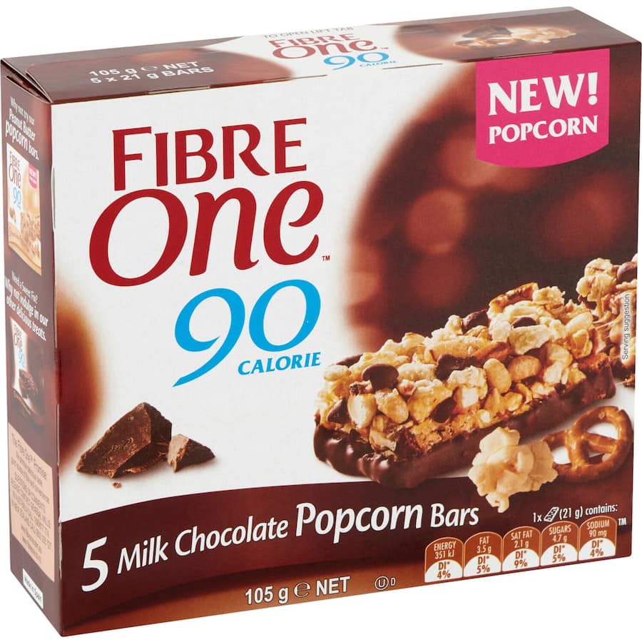 Fibre One Cake Bars Milk Chocolate & Popcorn 5pk 105g