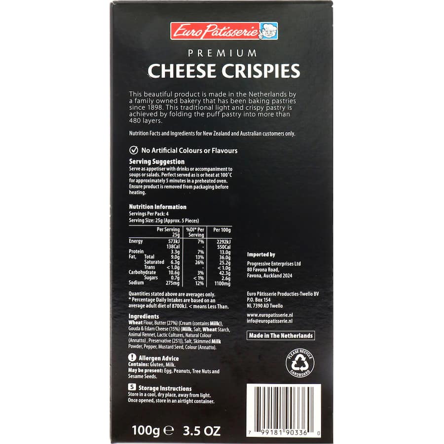 Euro Patisserie Crackers Cheese Crispies 100g
