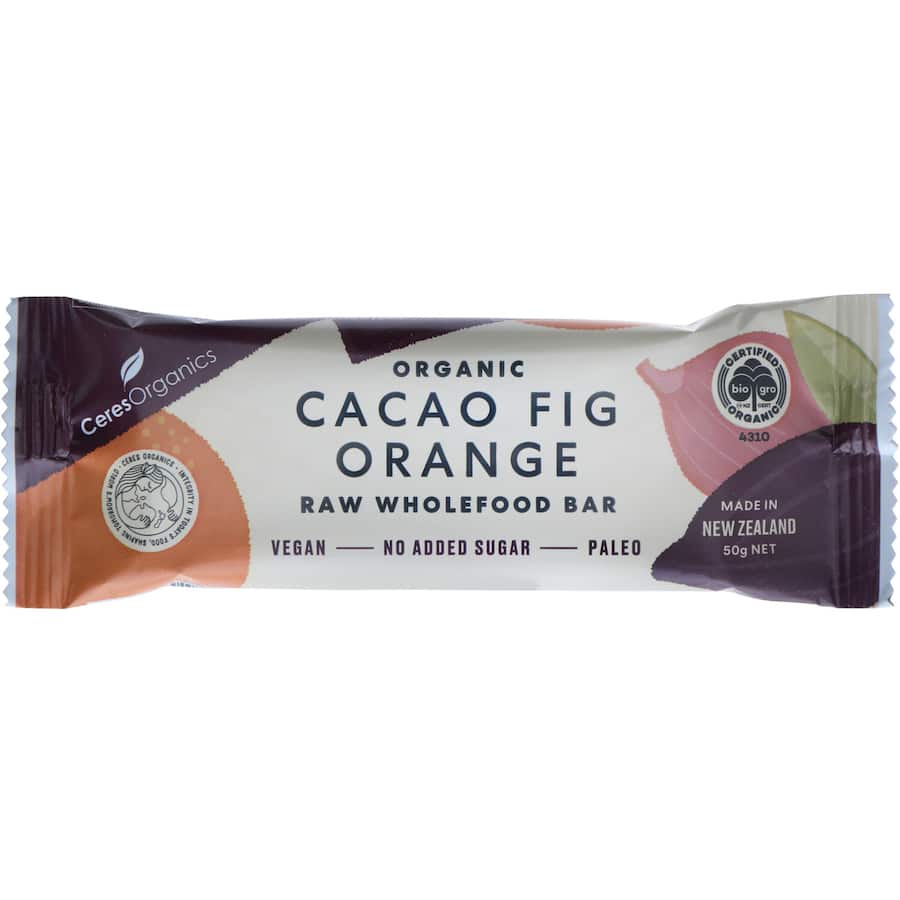Ceres Organics Raw Wholefood Snack Bar Cacao Fig & Orange Each 50g