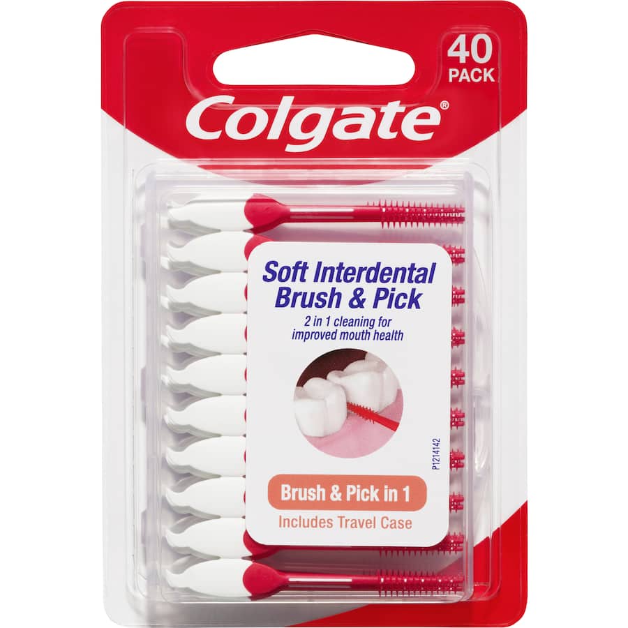 Colgate 2 In 1 Interdental Brush & Pick With Travel Case 40pack