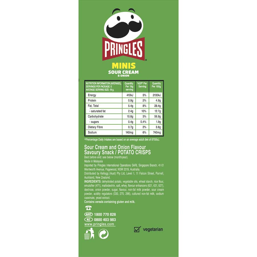 Pringles Chips Minis Sour Cream & Onion 95g Multipack 5pack