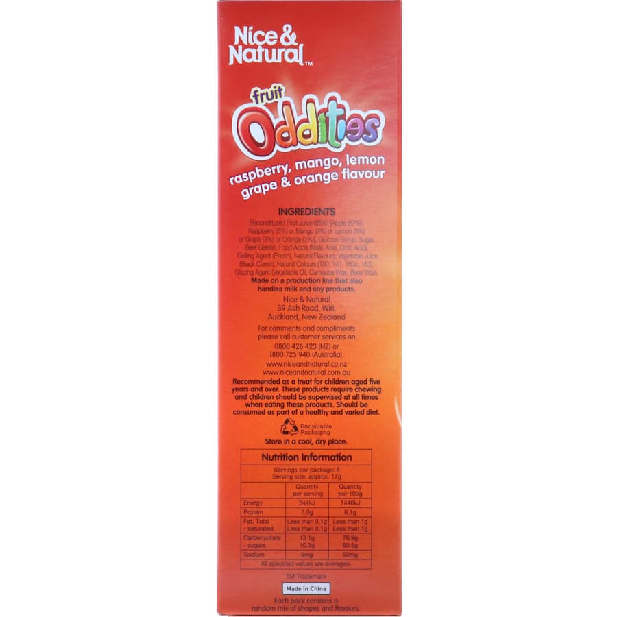 Nice & Natural Fruit Snacks Oddities 8pk 136g