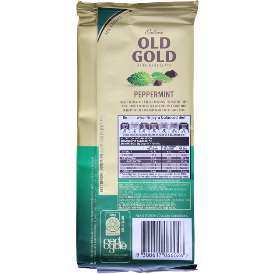 Cadbury Chocolate Old Gold Peppermint 180g