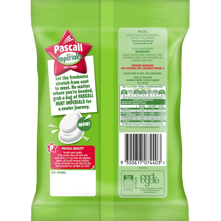 Pascall Lollies Mint Imperials 150g