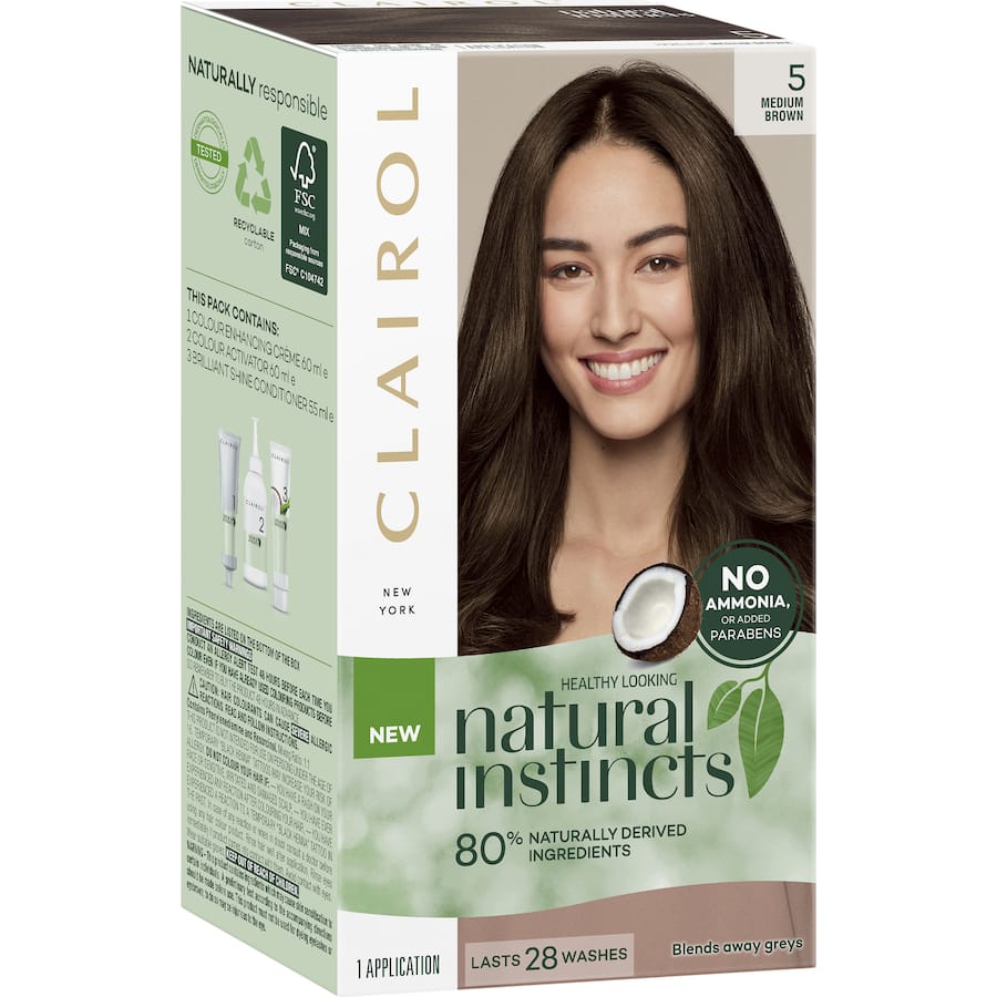 Clairol Natural Instincts Hair Colour Hazelnut 5 Medium Brown 1pack