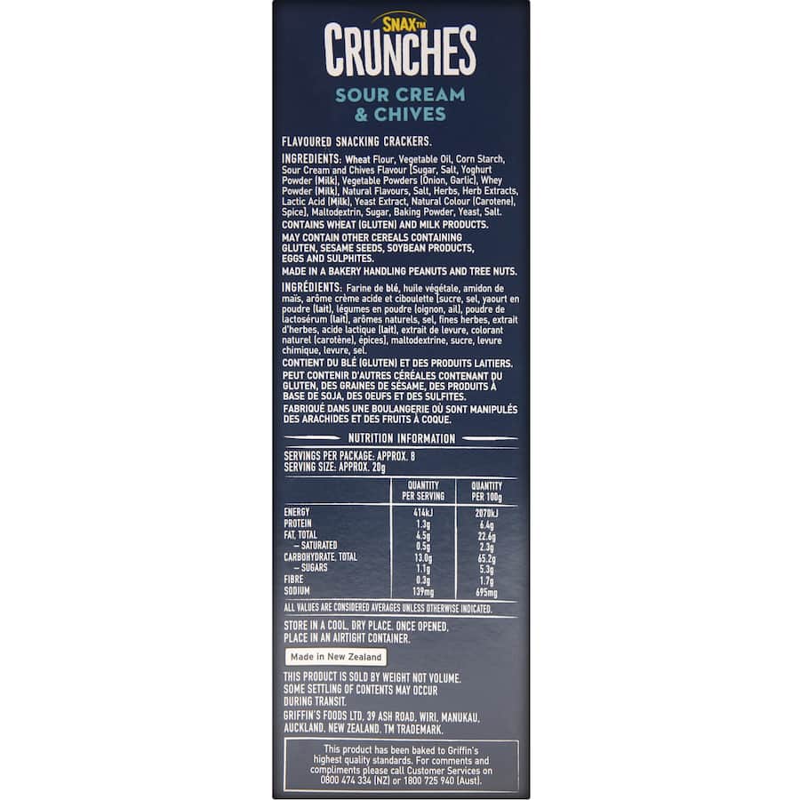 Eta Crunches Crackers Sour Cream & Chives 160g